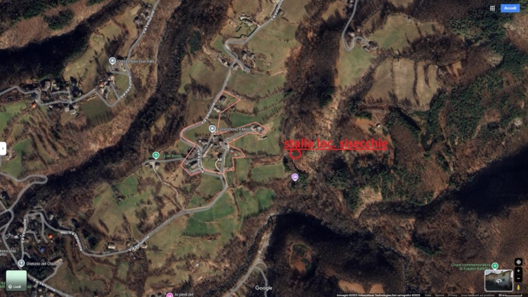 Mappa Aerea Baita Ex-Stalla Frescarolo Loc. Susicchie Fiumalbo Mq 40 Terreno 1 Ettaro